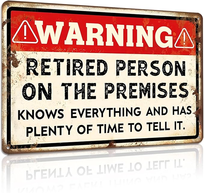 Retirement Signs - Funny Retirement Gifts for Men Vintage Warning Retired Person On Premises Metal Tin Sign for Happy Retirement Party Door Decor Retired Yard Gifts for Women 8x12 Inch-StrideForce Fitness