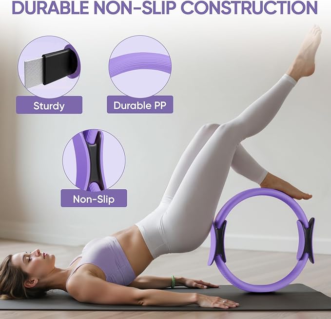 Home Pilates Kit for Women Pilates Equipment Ring and Ball Set Magic Circle Hoop with 5 Resistance Bands Compact Toning Fitness Essentials Starter Set Accessories-StrideForce Fitness