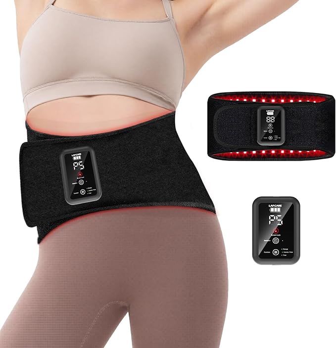 Red Light Therapy Belt, Rechargeable Infrared Light Therapy Device with Massage and Timer, Wearable 660nm&850nm Red Light Therapy Wrap Belt for Body Pain Relief(8.4’‘ * 48’‘）-StrideForce Fitness