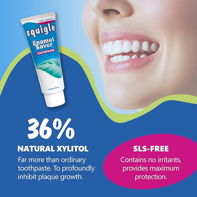 Squigle Enamel Saver Toothpaste (Canker Sore Prevention & Treatment) Prevents Cavities, Perioral Dermatitis, Bad Breath, Chapped Lips - 2 Pack