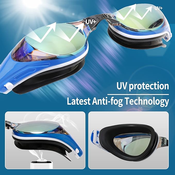 Nearsighted Swim Goggles, Shortsighted Optical Swimming Goggles No Leaking Anti Fog UV Protection for Adult Men Women-StrideForce Fitness