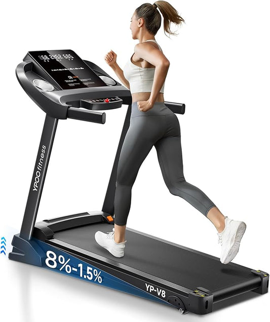 Treadmills for Home Use, Walking Pad Treadmill with Incline, Auto Foldable Treadmill for Home, 8.0 MPH Running Treadmill with Bluetooth Enabled, 300 lbs User Capacity-StrideForce Fitness