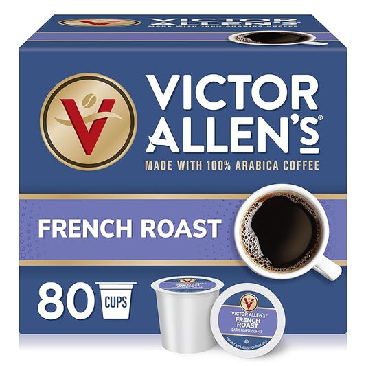 Victor Allen's Coffee French Roast, Dark Roast, 80 Count, Single Serve Coffee Pods for Keurig K-Cup Brewers-StrideForce Fitness