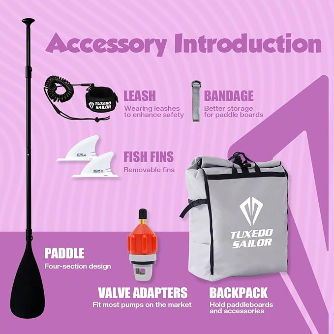 Tuxedo Sailor Kids Inflatable Paddle Board Lightweight and Safe Fishing Stand Up Paddle Board for Adults with Accessories-StrideForce Fitness