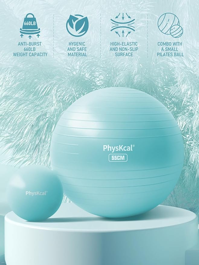 Yoga Ball for Exercise, Pilates Set, 4 Sizes Fitness Ball for Workout, Birthing, Pregnancy, Physical Therapy- Pump Included-StrideForce Fitness