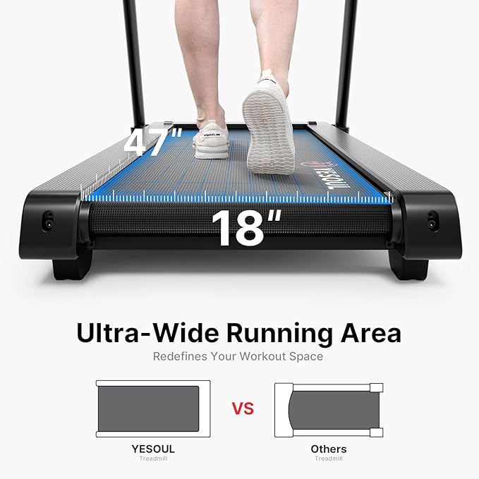 Yesoul Walking Treadmill for Seniors with Long Handrails – 4 Major Safety Protections, Emergency Stop Button, Treadmill for Home 300 lbs Capacity, Recovery Walking Machine with LED Display-StrideForce Fitness