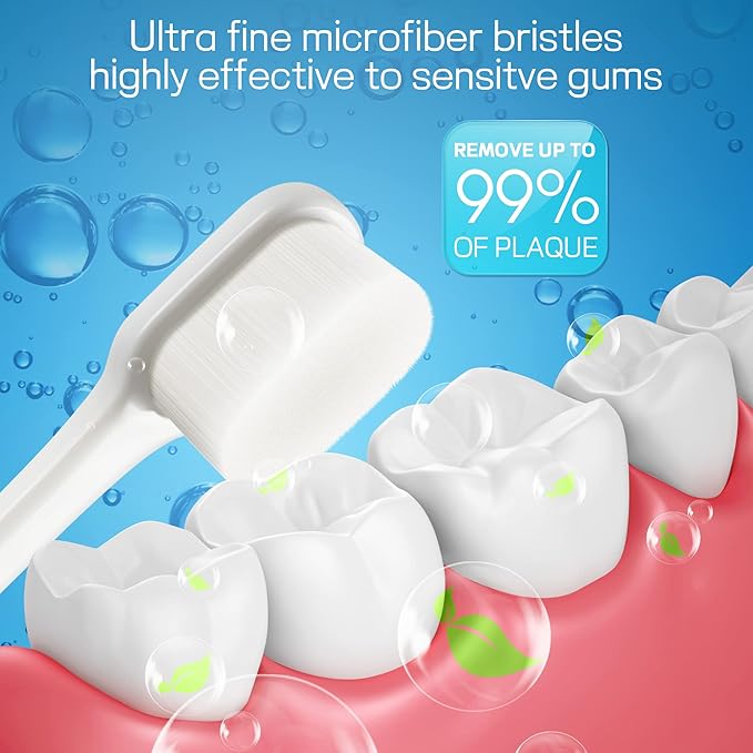 Soft Toothbrush for Sensitive Gums, Ultra Fine Tooth Brush for Adults, Pregnant and Elderly, Color Green and Bridge,Pack of 2