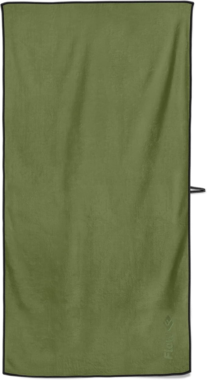 Flow Hydro Sport Towel - Microfiber Quick Dry Swimming Towels for Swim, Pool, Triathlon, and Other Water Sports in Medium, Large, Extra Large, and Hooded Sizes (Army Green, Medium (48" x 24"))-StrideForce Fitness