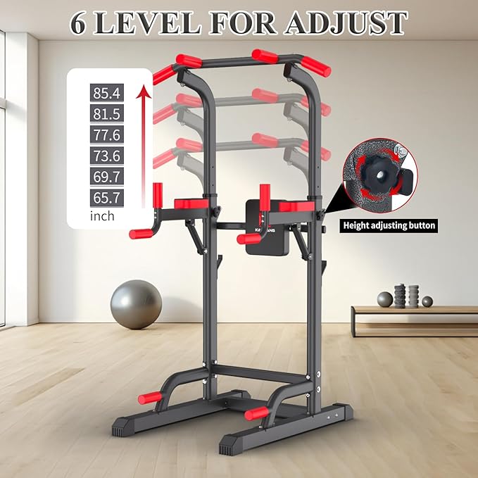 K KiNGKANG Power Tower Dip Station, Multi-Function Assistive Trainer Pull Up for Home Gym Muscle Building and Beginner Exercises,Load 450LBS-StrideForce Fitness