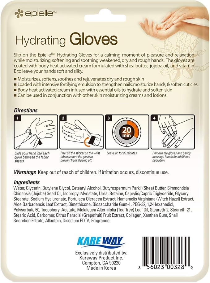 Epielle Hydrating Hand Masks 6 Pairs, Deep Moisturizing Gloves for Dry, Cracked Hands, Relieve and Soften with Shea Butter & Jojoba Oil, Korean Skin Care, Spa Set, Self Care Gifts for Women-StrideForce Fitness