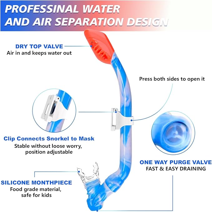 GoseWave Snorkeling Gear for Kids, Kids Snorkel Set for Ages 5-15, Anti-Fog Diving Mask and Dry Top Snorkel Set, Unisex Swimming Goggles with Nose Cover-StrideForce Fitness