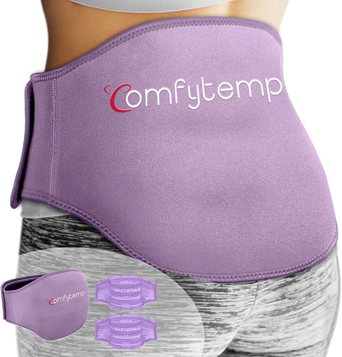 Comfytemp Ice Pack for Back Pain Relief, 2 Packs, Reusable Gel Lower Back Wrap Ice Brace for Sciatica Injuries, Hot Cold Compression for Lower Lumbar, Waist, Men Women Surgery Get Well Gifts (Purple)-StrideForce Fitness
