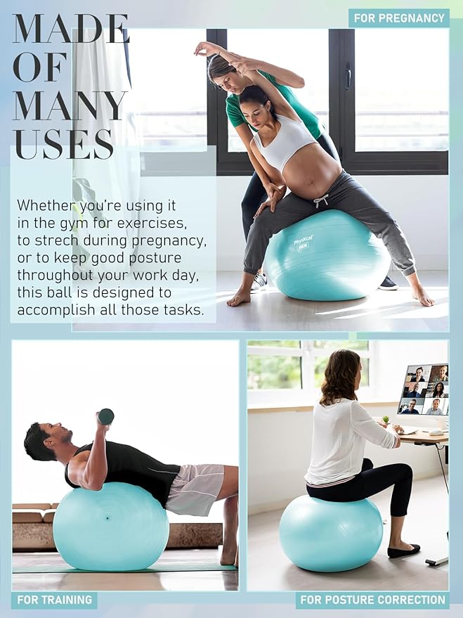 Yoga Ball for Exercise, Pilates Set, 4 Sizes Fitness Ball for Workout, Birthing, Pregnancy, Physical Therapy- Pump Included-StrideForce Fitness