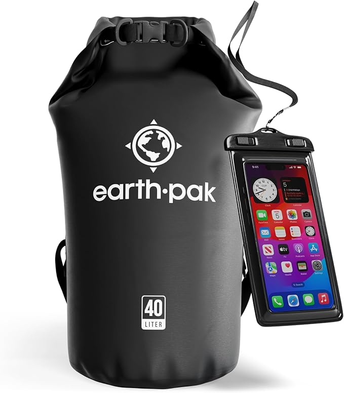 Earth Pak Waterproof Dry Bag - Roll Top Waterproof Backpack Sack Keeps Gear Dry for Kayak with Waterproof Phone Case-StrideForce Fitness