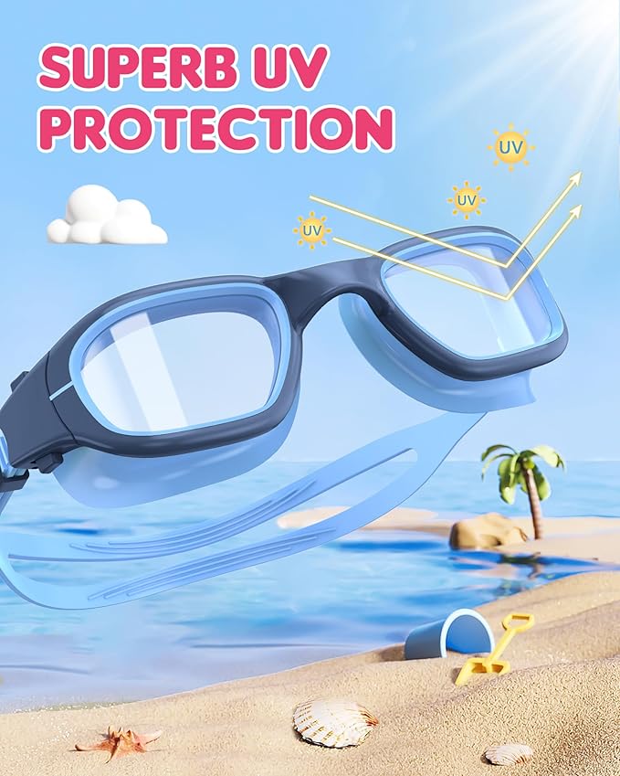 Kids Swim Goggles,Swimming Goggles for Kids 6-14, Anti-Fog UV Protection Pool Glasses for Boys Girls-StrideForce Fitness