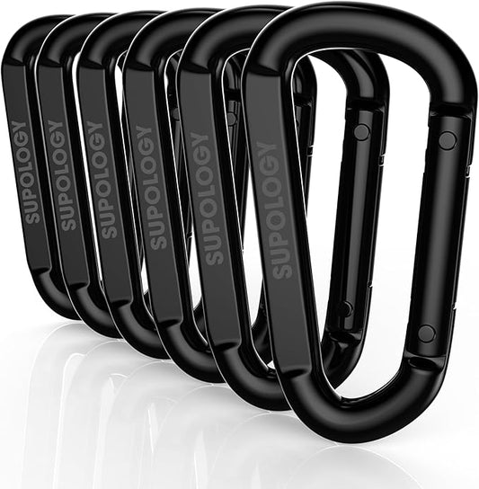 Heavy Duty Carabiner Clip, Steel Carabiners 1100lbs 3" D Shaped Spring Hook Small Clips for Hammocks, Hiking, Keychains, Outdoors and Gym, Dog Leash and Key Ring-StrideForce Fitness