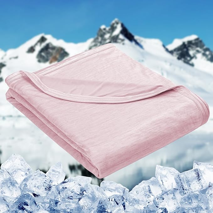 HOMFINE Cooling Blankets for Hot Sleepers - Summer Blanket Thin Lightweight Breathable Soft Double Side Enhanced Cooling for Bed Couch Sofa, Keep Cool for Night Sweats (Pink, 90 x 90 inches)-StrideForce Fitness