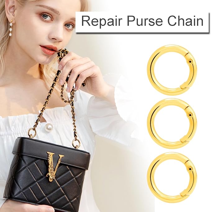 10 Pack 3/4 Inch Gold Round Carabiner Clips, Small Spring O Rings for Keyring Bag Pendant Keychain Clip-StrideForce Fitness