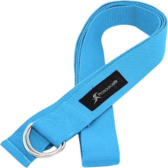 ProsourceFit Metal D-Ring Yoga Strap 8’ Durable Cotton for Stretching and Flexibility-StrideForce Fitness