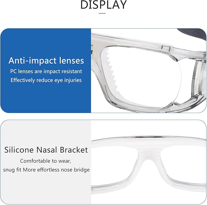 Men Basketball Glasses.Soccer Football Sport Protective Eyewear Safety Goggles,Sports Glasses For Replaceable Lens-StrideForce Fitness