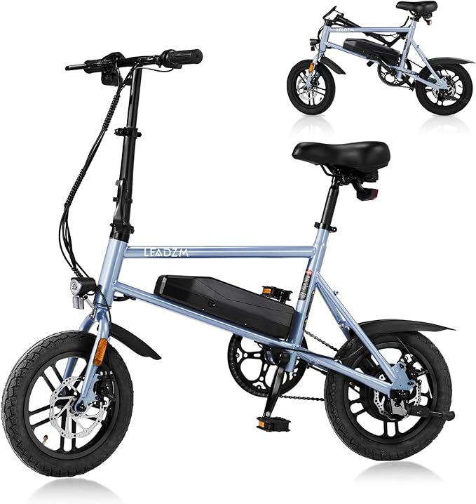 Winado Electric Bike for Adults, 14" Folding Electric Bicycle 450W Motor with Dual Disc Brakes, Max Range 25Miles(Pedal-Assist) & Speed 15.5MPH, Foldable Commuter City Ebike for Adults/Teens-StrideForce Fitness