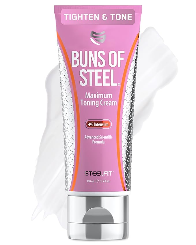 SteelFit Maximum Toning Cellulite Cream, Buns of Steel - Skin Firming & Tightening Body Lotion with Caffeine for Stretch Marks - Anti-Cellulite Remover Treatment for Booty, Thighs, Legs & Glutes-StrideForce Fitness