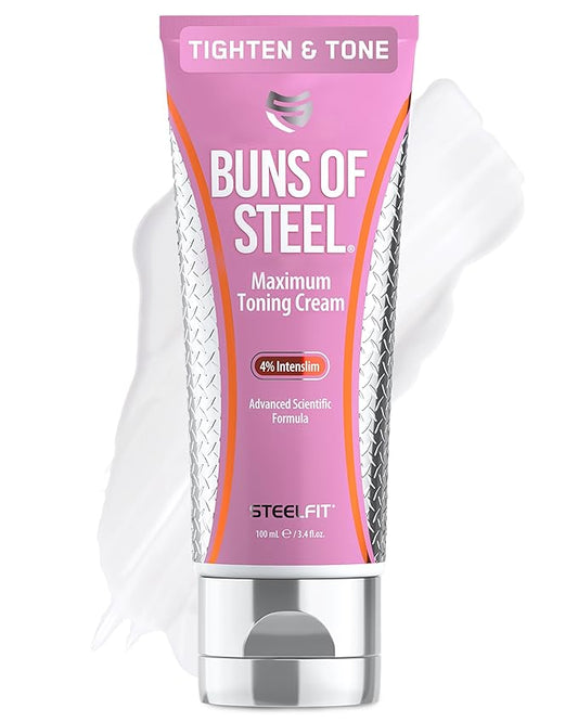 SteelFit Maximum Toning Cellulite Cream, Buns of Steel - Skin Firming & Tightening Body Lotion with Caffeine for Stretch Marks - Anti-Cellulite Remover Treatment for Booty, Thighs, Legs & Glutes-StrideForce Fitness