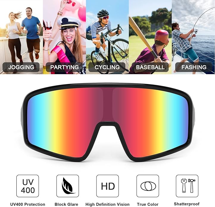 Karsaer Vision Sports Sunglasses Cycling Glasses Baseball Softball Sunglasses Unisex for Adult Youth Kids Boys Girls 8-16-StrideForce Fitness