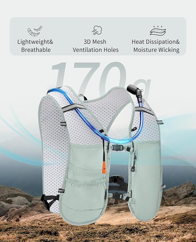 ECOHUB Running Hydration Vest Backpack,Lightweight Breathable Pack with 2L Water Bladder Bag Daypack for Hiking Trail Running Cycling Race Marathon for Women Men-StrideForce Fitness