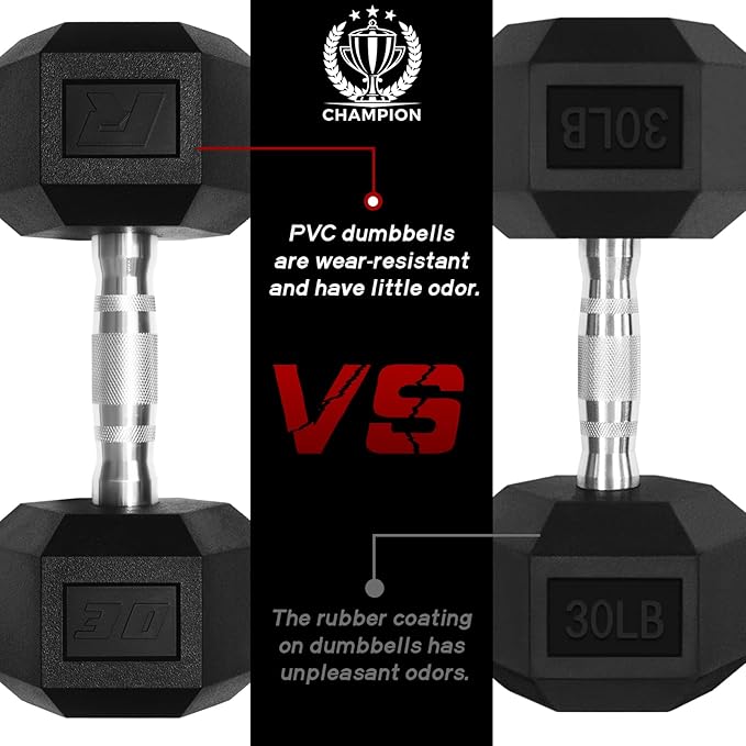 RitFit 5-650 LBS PVC Encased Hex Dumbbell Sets with Optional Rack for Home Gym, Hand weight with Chrome Handle for Strength Training, Workouts-StrideForce Fitness