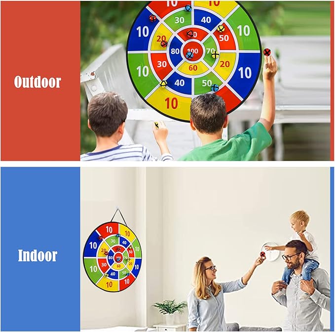 Dart Board Games for Kids Ages 3-12, Sticky Dart Board with 12 Balls & 12 Darts, Indoor Outdoor Toys for Boys, Party Birthday Gifts-StrideForce Fitness