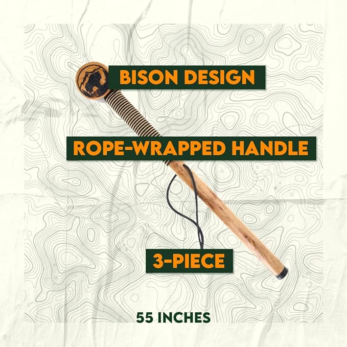 SE 3 Piece 55" Detachable Pine Wood Walking/Hiking Stick with Metal Tip, Reinforced Rubber Tip, and Water-Resistant Travel Pouch - Portable and Durable for Outdoor Adventures-StrideForce Fitness
