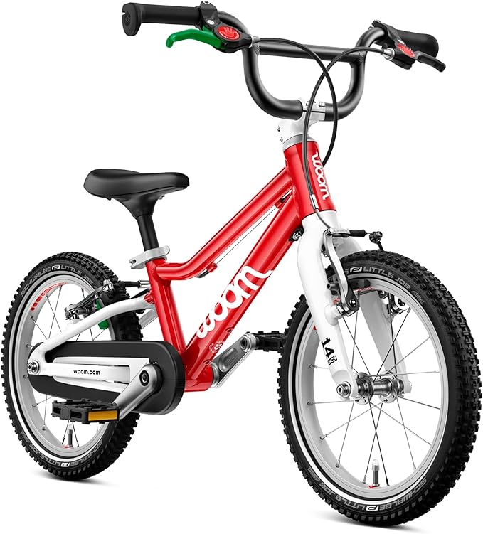 woom GO 2 Bicycle for Children 3 to 4.5 Years Old, 14-Inch Lightweight Bike with Handbrake, Steering Limiter & Chainguard for Boys & Girls - Red-StrideForce Fitness