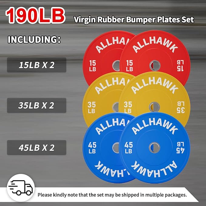 Colored Olympic Weight Plates, 2-inch Rubber Bumper Plate Set for Home Gym Barbell Weight Lifting and Strength Training-StrideForce Fitness
