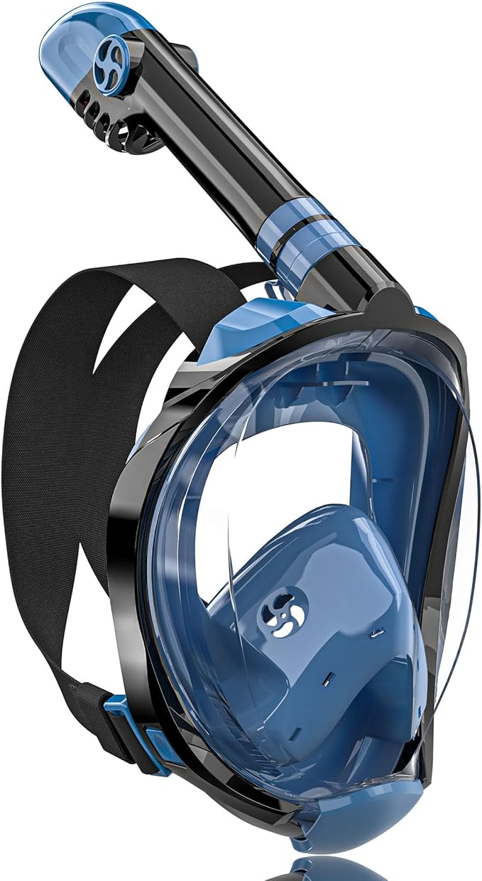 QingSong Full Face Snorkel Mask for Adults, Snorkeling Gear with Camera Mount, 180 Degree Panoramic View Snorkel Set Anti-Fog Anti-Leak-StrideForce Fitness