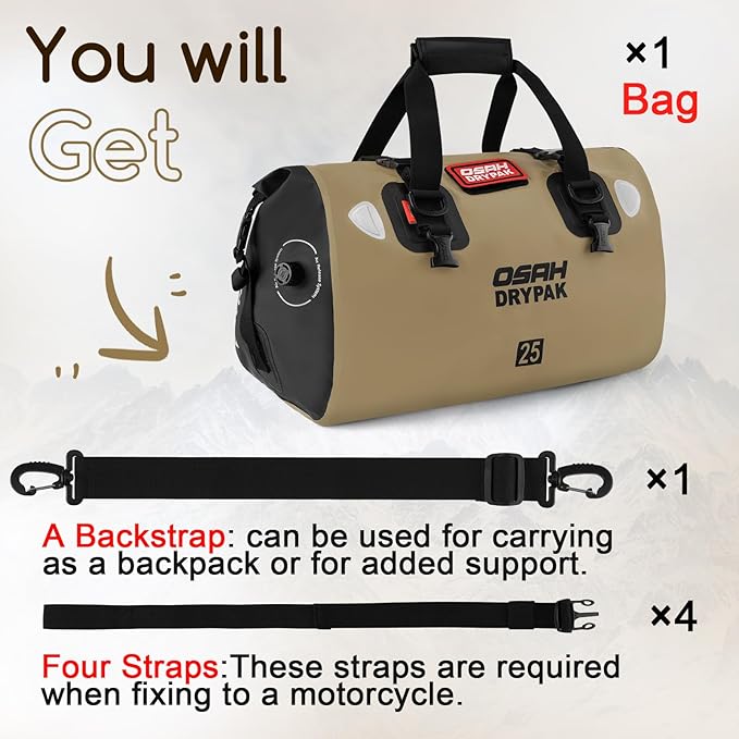 Waterproof Duffel Bag - Motorcycle Dry Bag Tail Bag with Large Storage Space, Waterproof Luggage Duffle Bags with Outer Mesh Zipper Pocket for Camping, Kayaking, Fishing & Traveling-StrideForce Fitness