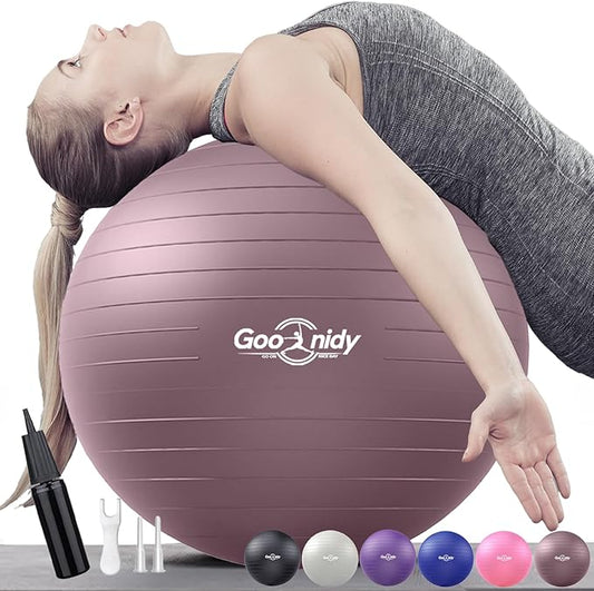 Soft Exercise ball, Anti-Burst Yoga Ball Chair Supports 2200lbs, Workout Equipment w/ Pump for Women Pregnancy, Medicine, Birthing, Physical Therapy, Stability, Excersing, Birth, Swiss, Fitness, Gym-StrideForce Fitness