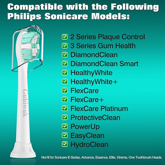 Toothbrush Heads for Philips Sonicare Replacement Heads, C2 Brush Head Compatible with Phillips Sonicare Click-on 4100 5100 6100 Electric Toothbrush, 4 Pack, White
