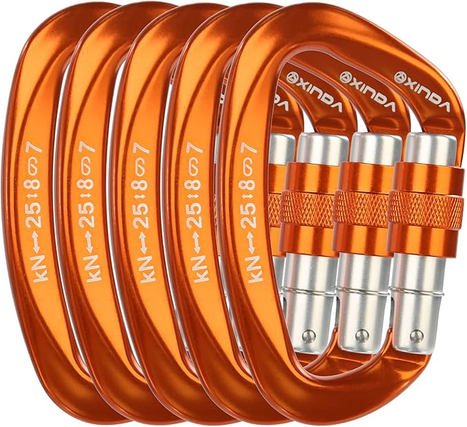 Screwgate Locking Carabiner Clip - Professional Rock Climbing Carabiner Screw Lock,Heavy Duty Carabiners for Climbing,Mountaineer,Hammock,Camping,Outdoor Equipment-StrideForce Fitness