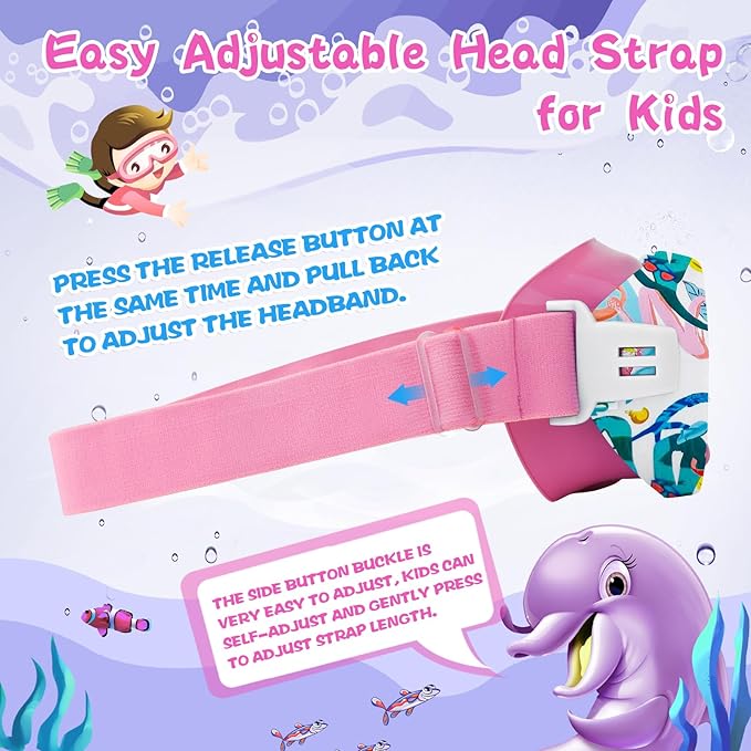 Kids Swim Goggles with Nose Cover, 180° Panoramic Snorkel Mask with Anti-Fog & Anti-Leak Design, Comfort Fabric Strap UV Protection Lens for Boys Girls Ages 3-15-StrideForce Fitness