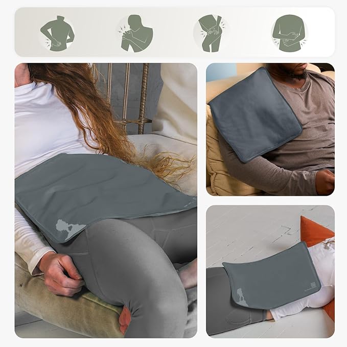Large Ice Packs for Injuries Reusable - Soft Gel Hot and Cold Packs for Injuries, Hip, Shoulder, Back Pain Relief - 11.5" x 14.5" - Grey-StrideForce Fitness