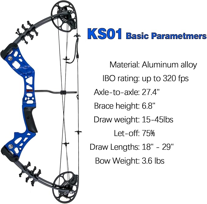 Youth Compound Bow Set 15-45 Lbs for Teens and Beginner, Package with Archery Hunting Equipment, Max Speed 260fps, Adjustable, Right Hand-StrideForce Fitness