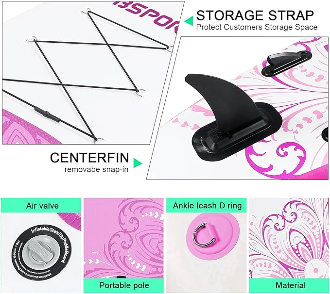 FBSPORT 11' Premium Stand Up Paddle Board, Yoga Board with Durable SUP Accessories & Carry Bag | Wide Stance, Surf Control, Non-Slip Deck, Leash, Paddle and Pump for Youth & Adult-StrideForce Fitness