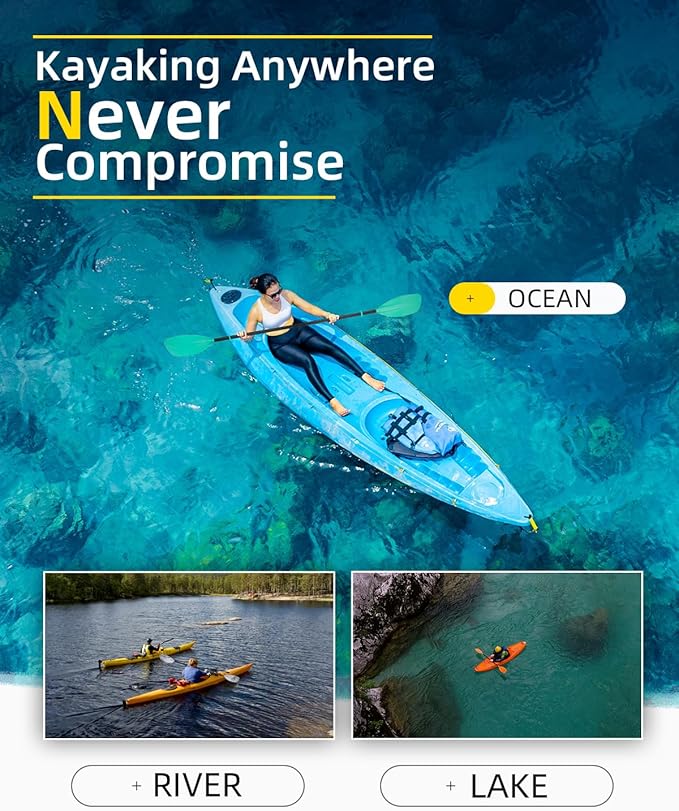 OCEANBROAD Kayak Paddle 86in/218cm, 90.5in/230cm Alloy Shaft 2-Piece Floatable Kayak Oar for Kayaking Canoeing Boating-StrideForce Fitness