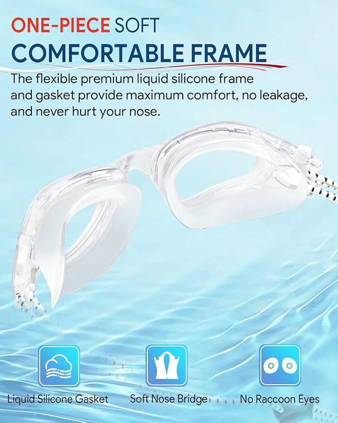 Swim Goggles, Polarized Adult Swimming Goggles Bungee Strap No Hair Pulling Anti-fog Pool Goggles for Men Women-StrideForce Fitness