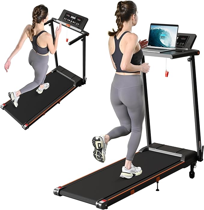 Treadmill with Incline, 3 in 1 Under Desk Treadmill Walking Pad with Removable Desk Workstation 3.5HP Foldable Compact Walking Treadmills for Home Small Office with Wristband Remote Control-StrideForce Fitness