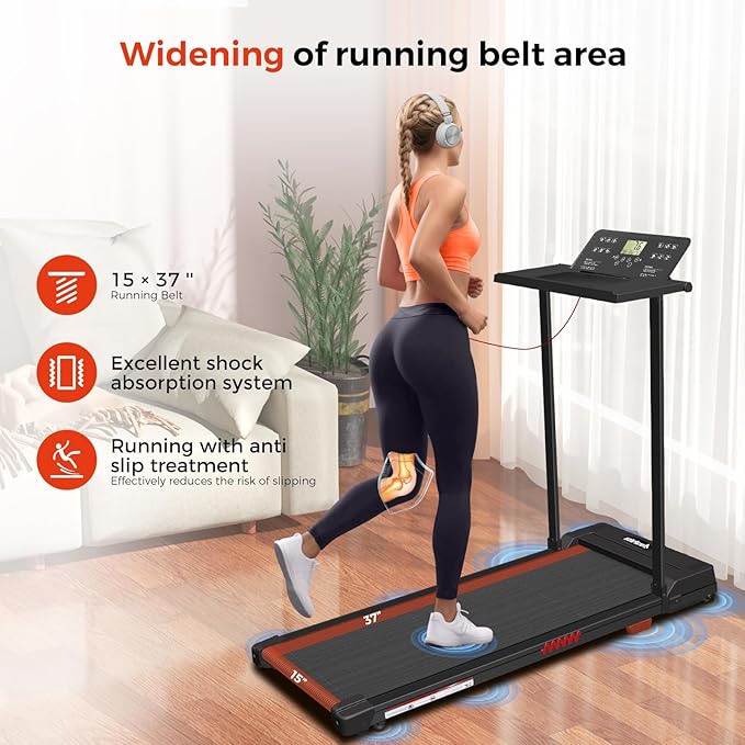 Portable Foldable Treadmills for Home, Small Folding Treadmill for Home Office with 300 LBS Capacity, Walking Running Exercise Electric Compact Treadmill with LED Display-StrideForce Fitness