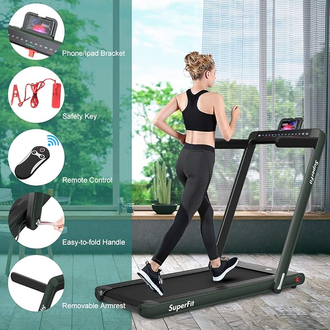 GYMAX Walking Pad, 2.25HP Dual Display Foldable Treadmill for Home with Remote/Smart App Control, Portable Compact Treadmill for Office Under Desk, Folding Running Machine for Small Spaces-StrideForce Fitness