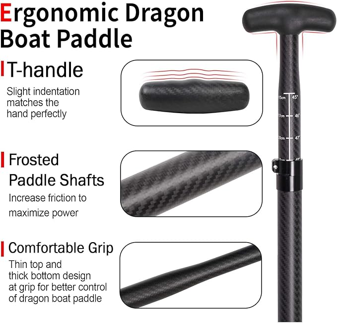 Dragon Boat Paddle Lightweight Full Carbon Fiber with Paddle Bag, 120/122/125CM (47/48/49 Inches) and Adjustable Dragon Boat Paddle115-130cm（）, IDBF Approved-StrideForce Fitness
