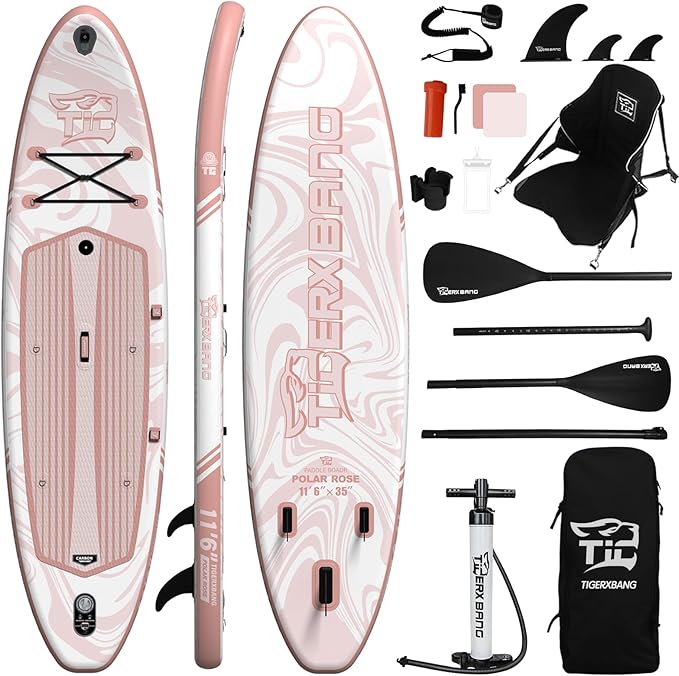 11'6"/11'/10' Inflatable Paddle Board with Complete Accessories, Versatile Premium Paddle Boards for Adults/Youth, Stand Up Paddle Board Polar/Wave/Sunny Wave Collection-StrideForce Fitness